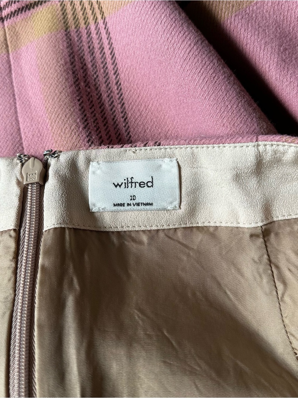 Wilfred Aritzia Classic Plaid Mauve Mini Skirt Size 10 Y2K Clueless Aesthetic - Picture 2 of 7